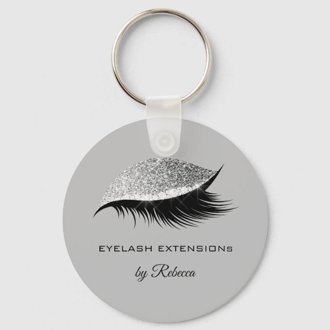 Einfache Silver Eyelash Glitzer Sparkle Beauty Schlüsselanhänger (Vorderseite)