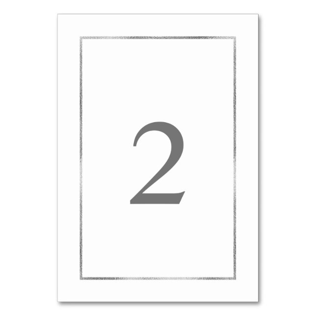 Einfache Silver Foil Rahmen Hochzeit Tischnummer (Vorderseite)