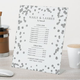 Einfache Silver Glam Glitzer Confetti Price Menü Sockelschild