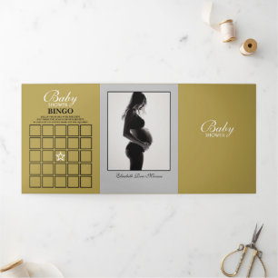 Einfache Silver & Gold Baby Duschsuite Dreifach Gefaltete Einladung