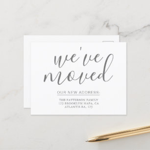 Einfache Silver Gray Calligraphie Wir haben das Ha Ankündigungspostkarte