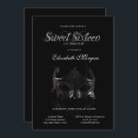 Einfache Silver Masque Schwarz Sweet 16 Einladung<br><div class="desc">Silbermaske auf schwarzem Hintergrund.</div>