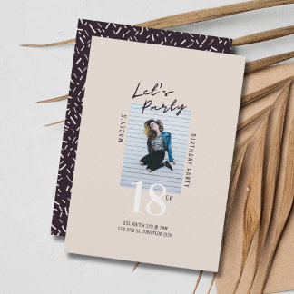 Einfache Single Foto 18. Geburtstagsparty Einladun Einladung