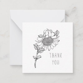 Einfache Single handGezeichnet Sonnenblume Danke, Mitteilungskarte