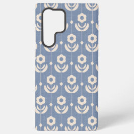 Einfache skandinavische Blume in Creme auf Blue Samsung Galaxy Hülle