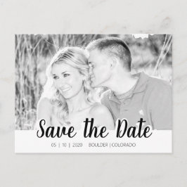 Einfache Skript-Auswahl | B&W Save the Date Postkarte
