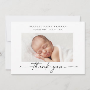 Einfache Skript-Foto-Baby-Statistiken Dankeskarte