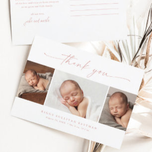 Einfache Skript-Foto-Collage Baby Danke  Postkarte