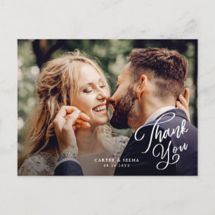 Einfache Skript-Foto-Hochzeit-Dankeschön Postkarte