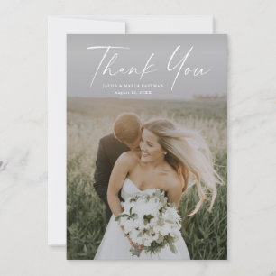 Einfache Skript-Foto-Hochzeit Dankeskarte