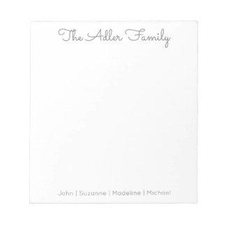 Einfache Skript-Grau-Familien-Notizbuch Notizblock