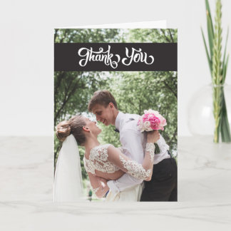 Einfache Skript-Hochzeit danken Ihnen faltete Dankeskarte