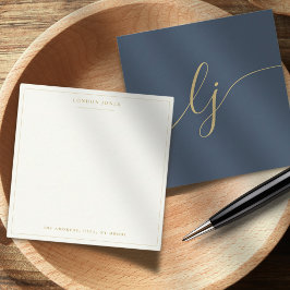 Einfache Skript-Personalisiert Stationery Navy Gol Mitteilungskarte