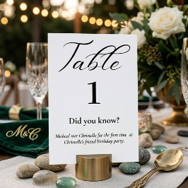 Einfache Skript Spaß Fakten Hochzeit Tischnummer