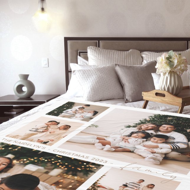 Einfache Skriptfamilie Foto Collage Urlaub Fleecedecke (Von Creator hochgeladen)