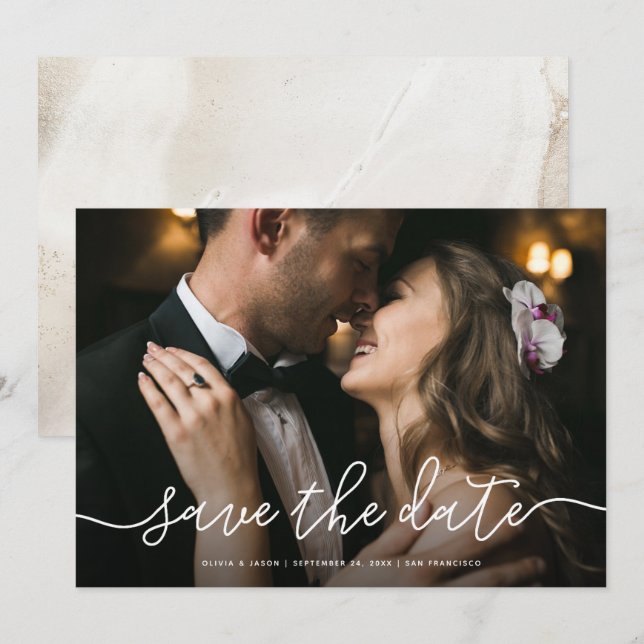 Einfache Skriptmarbildung zurück| Foto Einladung (Vorne/Hinten)