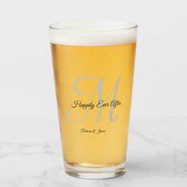 Einfache Skriptmonogramm glücklich je nach Hochzei Glas