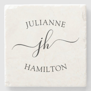 Einfache Skriptmonogramm Steinuntersetzer