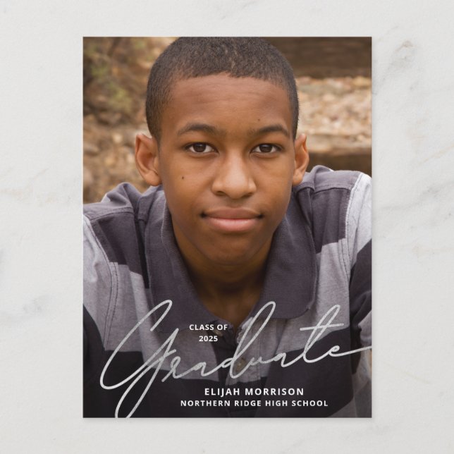 Einfache SkriptSilver Overlay-Foto-Abschluss Postkarte (Vorderseite)