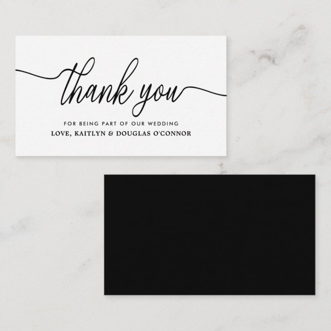 Einfache SkriptWedding Vielen Dank Begleitkarte (Vorne/Hinten)