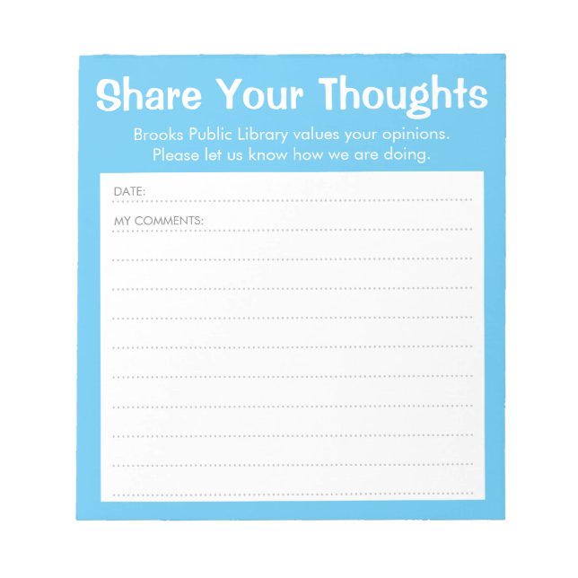 Einfache Sky Blue Library / Business Comment Card Notizblock (Vorderseite)