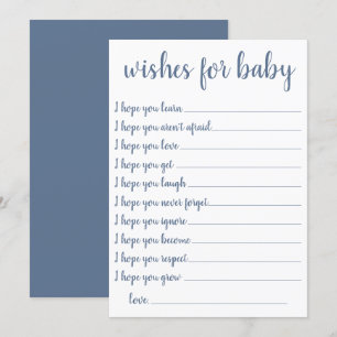 Einfache Slate Wünsche   Dusty Blue Keepake Card Einladung