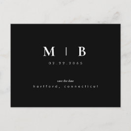 Einfache Sleek-Monogram-Save the Date QR-Code Postkarte