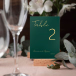 Einfache Smarald Green Gold Moderne Minimalistisch Tischnummer<br><div class="desc">Passen Sie diese stilvolle,  minimalistisch elegante smaragdgrüne und goldene Tischnummer-Karte an. Bitte beachten Sie,  dass das Gold in diesem Design ein gelber Farbdruck ist,  keine echte Goldfolie.</div>