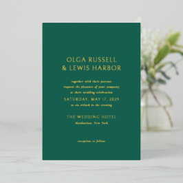 Einfache Smarald Green Modern Wedding Folieneinladung
