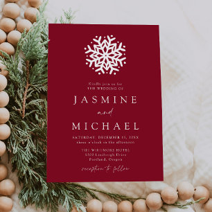 Einfache Snowflake Burgundy Hochzeit Einladung