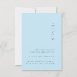 Einfache Soft Blue Wedding Details Karte