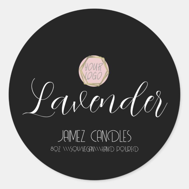 Einfache Soft-Vegan-Candle-Maker-Schwarz-Logo Runder Aufkleber (Vorderseite)