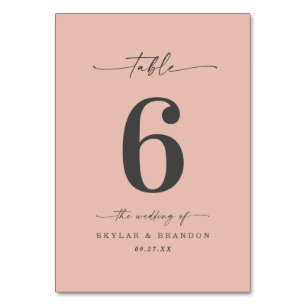 Einfache Solid Color Dusty Blush Pink Wedding Tischnummer