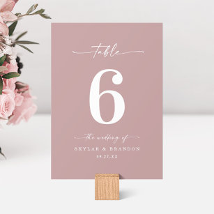 Einfache Solid Color Dusty Mauve Pink Wedding Tischnummer