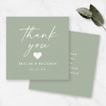 Einfache Solid Color Leaf Green Wedding Vielen Dan Mitteilungskarte<br><div class="desc">Einfache Minimalistische Solid Color Leaf grüne Hochzeit danke Karten. Diese moderne Hochzeit oder jedes Ereignis Dankeschön Card Design ist einfach und minimal mit einem Schlichten Solid Color Background und trendigen Signatur-Kalligraphie-Skript-Schriftart. Fügen Sie den benutzerdefinierten Text auf der Rückseite hinzu. Die neue Farbpalette für Hochzeiten. Die Chic Minimal Wedding Kollektion wird...</div>