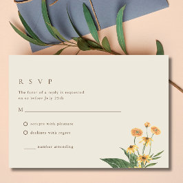 Einfache Sonnenblume Boho Wedding RSVP Card Karte