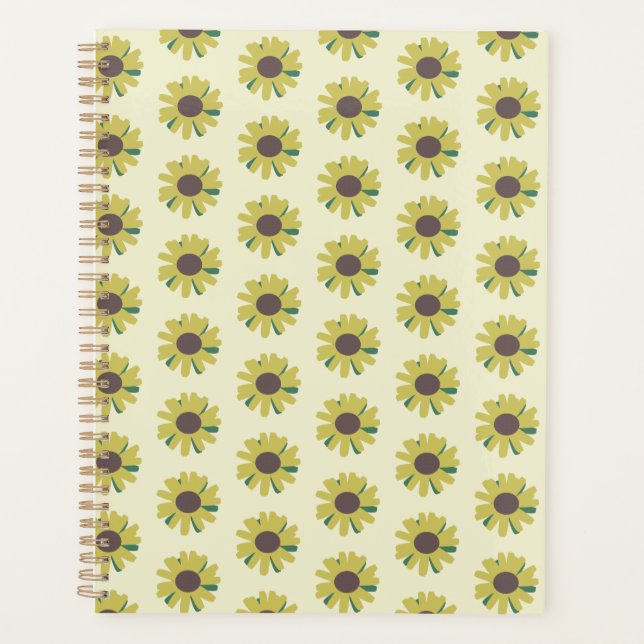 Einfache Sonnenblume Braun Gelbe Blume Muster Planer (Vorderseite)