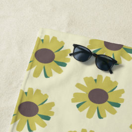 Einfache Sonnenblume Braun Gelbe Blume Muster Strandtuch
