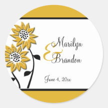 Einfache Sonnenblumen 1,5" Round Wedding Sticker