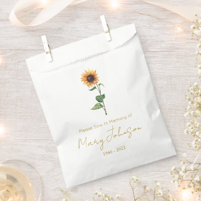 Einfache Sonnenblumen-Samen-Päckchen Beerdigung  Geschenktütchen (Ausgeschnitten)