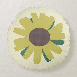 Einfache Sonnenblumenbraun-Gelbe Blume Rundes Kissen