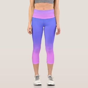 Einfache Sonnenuntergang Ombre-Effekt Rosa Blau Capri Leggings