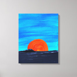 Einfache Sonnenuntergänge in Blau und Orange Art Leinwanddruck