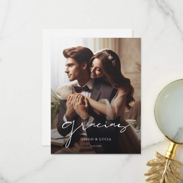 Einfache Spanische Boda | Modernes Hochzeitliches  Dankeskarte (Vorderseite/Rückseite Beispiel)