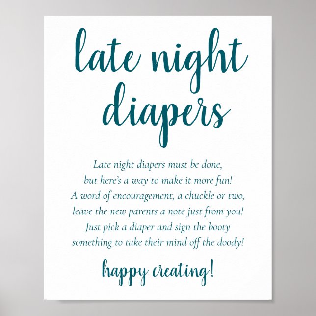 Einfache Spättaucher | Aquamarine Aqua-Babydusche Poster (Vorne)