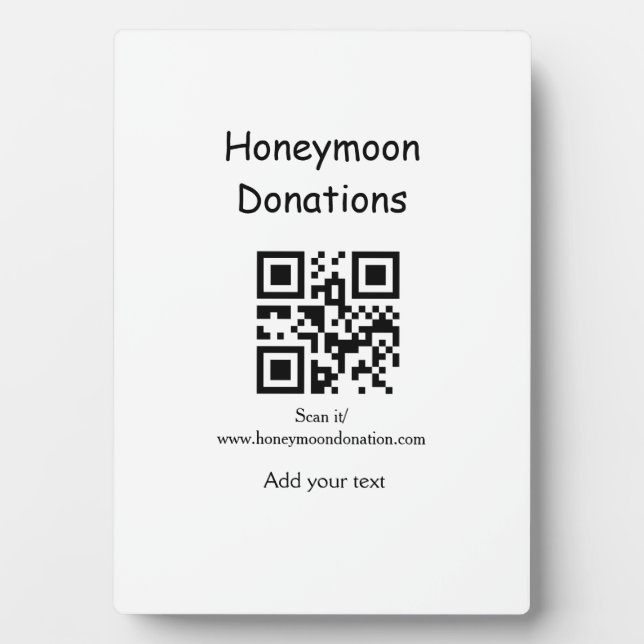 Einfache Spenden für Hochzeitsreise q r Kabeljau Fotoplatte (Vorderseite)