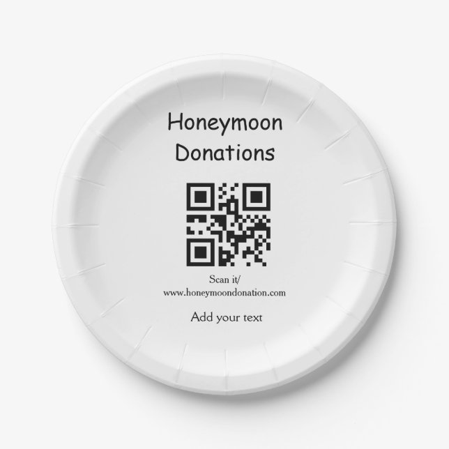 Einfache Spenden für Hochzeitsreise q r Kabeljau Pappteller (Vorderseite)