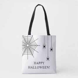 Einfache Spinnen und Spiderweb Happy Halloween Tasche