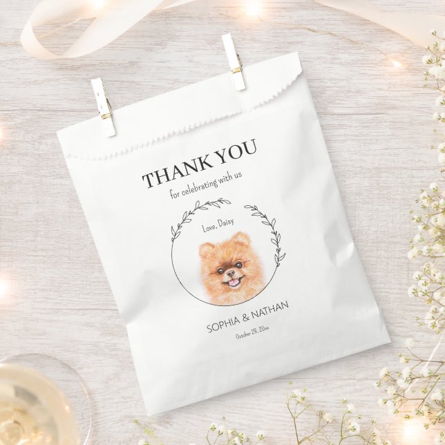 Einfache Spitz Hunde Hochzeit Vielen Dank für Ihr  Geschenktütchen (Ausgeschnitten)