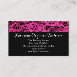 Einfache Spitzen Hot Pink Black Fashion Romance Visitenkarte